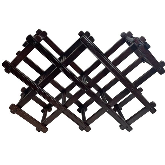 Vintage Expandable Wooden Magazine Rack / Organizer In Dark Wood Finish - Picture 1 of 11